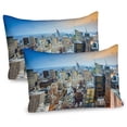 thumbnail image 1 of American Pillow Sham Set of 2, New York City Aerial with Skyscrapers Manhattan Urban Architecture Panorama, Quality Microfiber Bedding Item for All Seasons, 26" x 20", Grey Blue Peach, by Ambesonne, 1 of 3