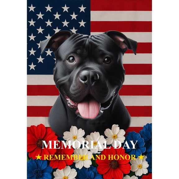 American Pit Bull Black - Best of Breed Memorial Day Outdoor House Flag 28" x 40" Mailbox Flag Dog Flag