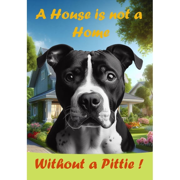 American Pit Bull Black/White - Best of Breed A House is Not a Home Outdoor Garden Flag 12" x 17" Mailbox Flag Dog Flag