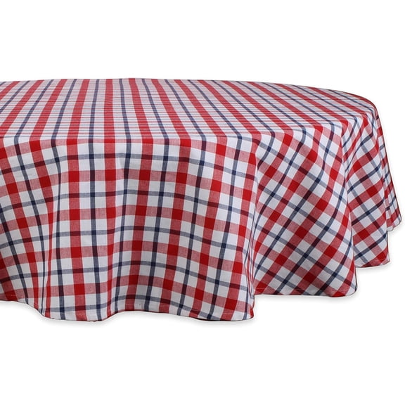 American Plaid Table Top Collection for Everyday Use, Summer Cook-Outs, Barbeques, Picnics, Indoor/Outdoor Entertaining, 100% polyester Machine Washable, Tablecloth, 70" Round