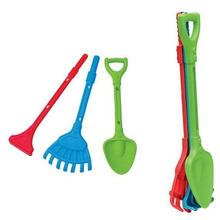 American Plastic Toys Children's 3-Piece Garden Tool Set with Kids Shovel, Rake, and Hoe