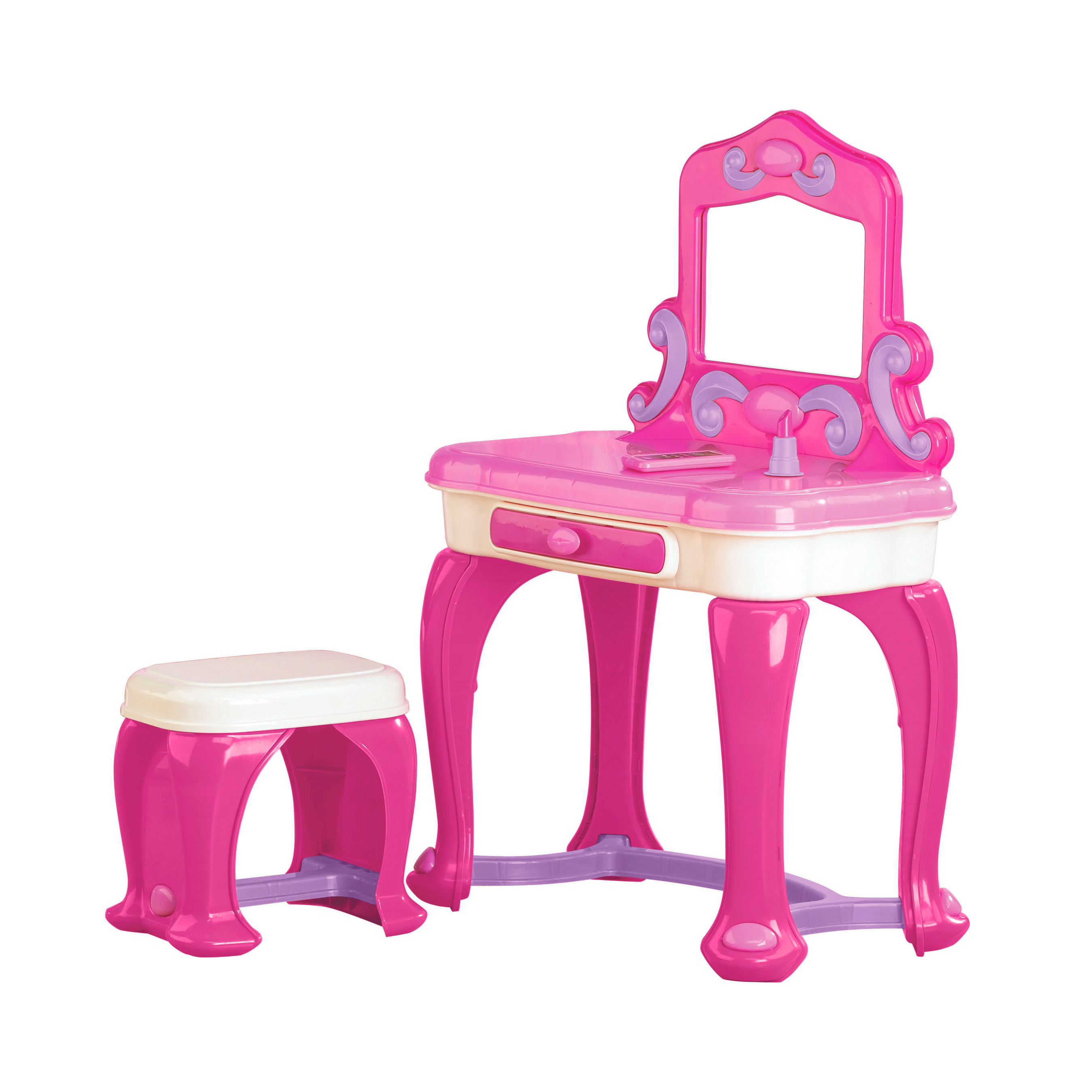 American Plastic Toys Kids My Very Own Pink Deluxe Vanity Play Set with Mirror - image 1 of 5