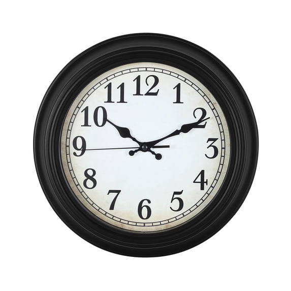 American Plastic Wall Clock 12 Inch - Black