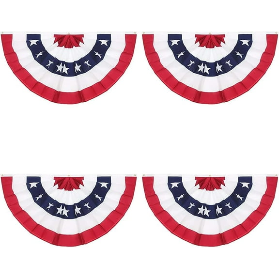 American Pleated Fan Flag,3 X1.5 Ft USA Patriotic Flag Bunting Half Fan Banner Decoration Indoor/Outdoor (4pcs)