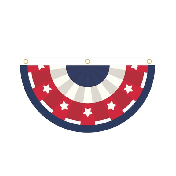 American Pleated Fan Flag,4th of July USA Patriotic Half Fan Bunting Flag,Bunting Flag Outdoor Small Flag Buntings for Outside Embroidered Stars for 250th Anniversary Patriotic,Memorial Day