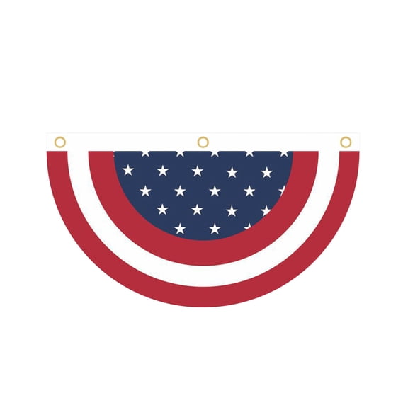 American Pleated Fan Flag,4th of July USA Patriotic Half Fan Bunting Flag,Bunting Flag Outdoor Small Flag Buntings for Outside Embroidered Stars for 250th Anniversary Patriotic,Memorial Day