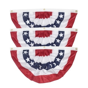 American Pleated Fan Flag,Patriotic Half Fan Banner American Flag Decoration Bunting for Outside Red White and Blue Flag,4th of July Decorations,Large Patriotic USA Pleated Fan Flags,3pc