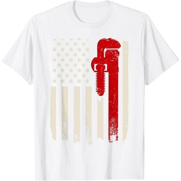 American Plumber Flag Patriotic Plumbing Wrench Pipefitter T-Shirt