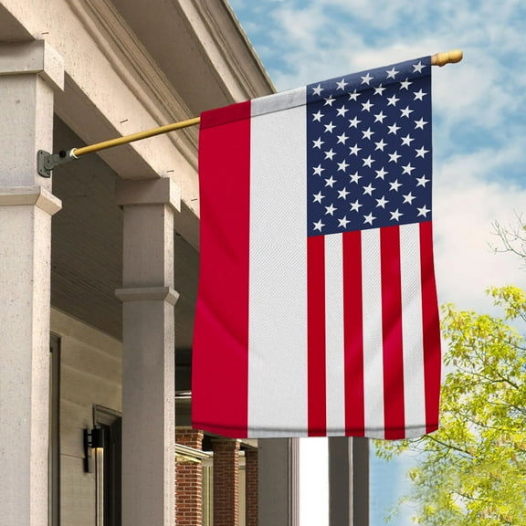 American Poland Flag Polish Friendship U.S.A Memorial Day Patriotic For House Flag (29.5x39.5) Double Sided-USA Flags Premium Polyester-Decorative Indoor Outdoor Flag