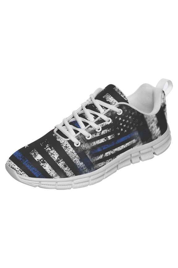 American Police Flag Shoes for Men Women Running Sneakers Breathable Casual Sport Tennis Shoes Gift for Him Her White Size 7