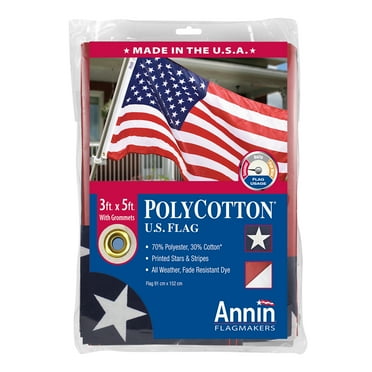 American Polycotton Flag with Brass Grommets by Annin, 3’ x 5’