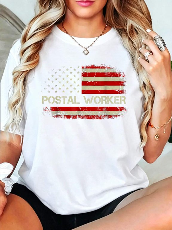 American Postal Worker USA Flag Mailman Mail 4th of July T-Shirt