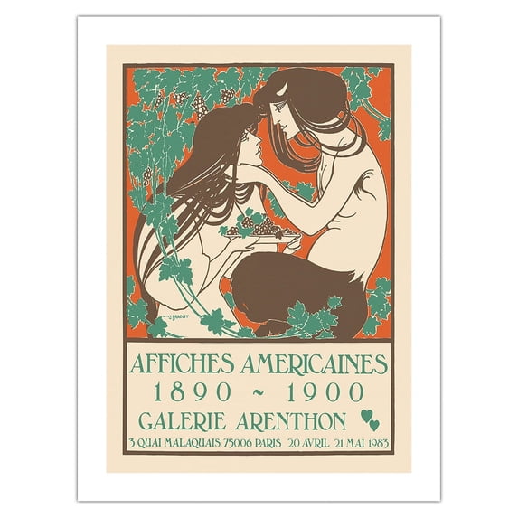 American Posters (1890-1900) - Arenthon Gallery Paris France - Vintage Art Exhibition Poster by William H. Bradley - Fine Art Matte Paper Print (Unframed) 18x24in