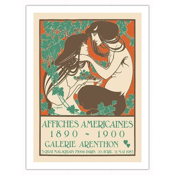 American Posters (1890-1900) - Arenthon Gallery Paris France - Vintage Art Exhibition Poster by William H. Bradley - Fine Art Matte Paper Print (Unframed) 24x32in