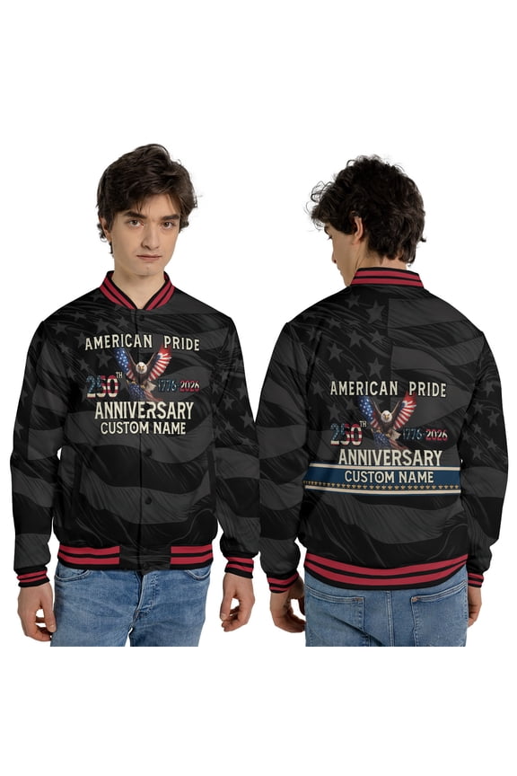 American Pride 250th Anniversary Jacket, Personalized Patriotic Eagle American Flag Outerwear, Custom 1776-2026 Independence Day Jacket