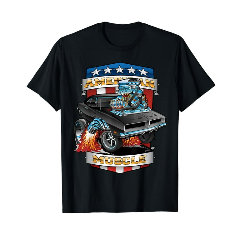 American Pride Classic Sixties Muscle Car Hot Rod Cartoon T-Shirt