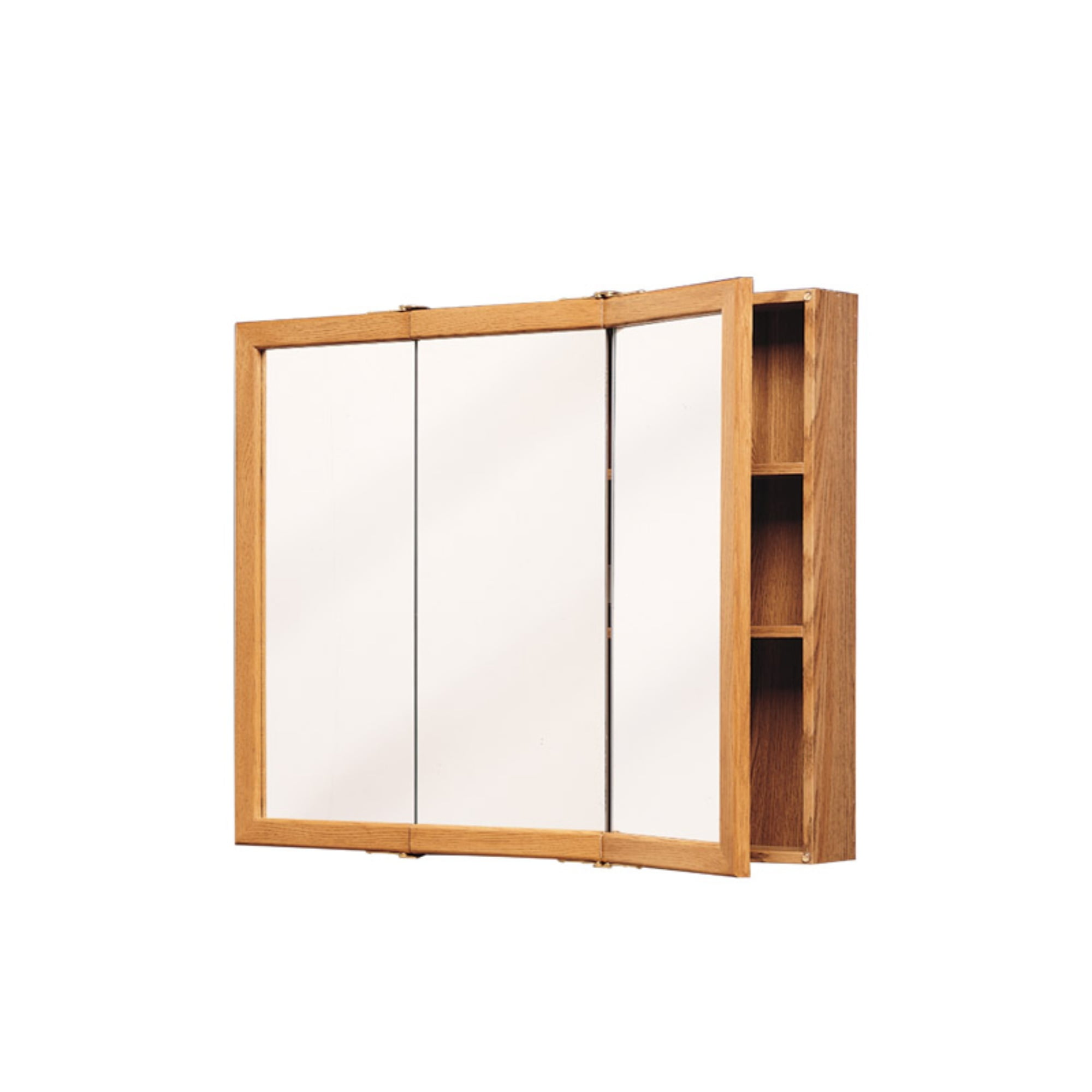 Zenna Home Oak Tri-View Wood Medicine Cabinet