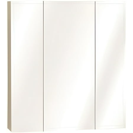 Zenith M24 Medicine Cabinet, 24 in OAW, 4-1/2 in OAD, 26-1/4 in OAH, Wood, White, 3-Shelf