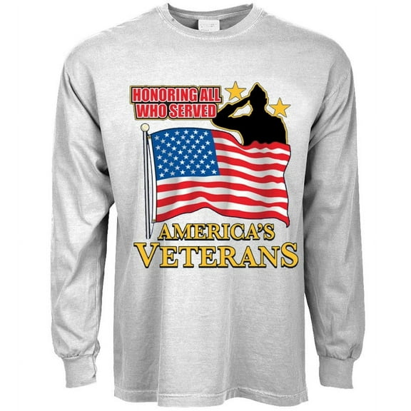 American Pride Patriotic Flag Veterans Day T-shirt Long Sleeve Mens