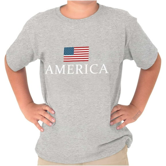 American Pride Patriotic July 4th Crewneck T Shirts Boy Girl Teen Brisco Brands X