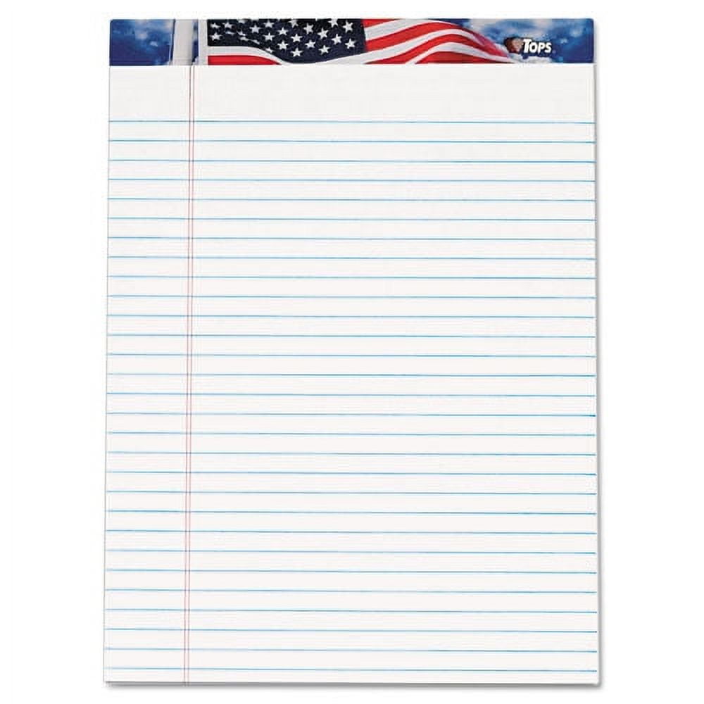 American Pride Writing Pad, Wide/Legal Rule, Red/White/Blue Headband, 50 White 8.5 x 11.75 Sheets, 12/Pack American Pride Writing Pad, Wide/Legal Rule, Red/White/Blue Headband, 50 White 8.5 x 11.75 Sheets, 12/Pack