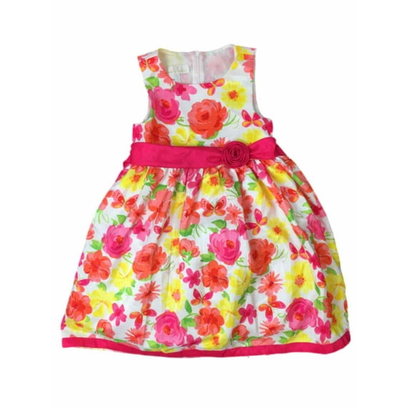 American Princess Girls Pink Orange Rose & Butterfly Party Dress Flower Girl 6