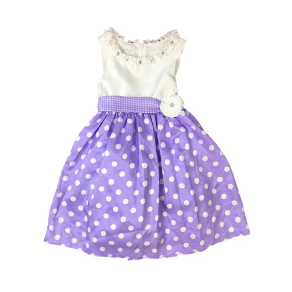 American Princess Girls Purple Polka Dot Rhinestone Party Dress Flower Girl 6X