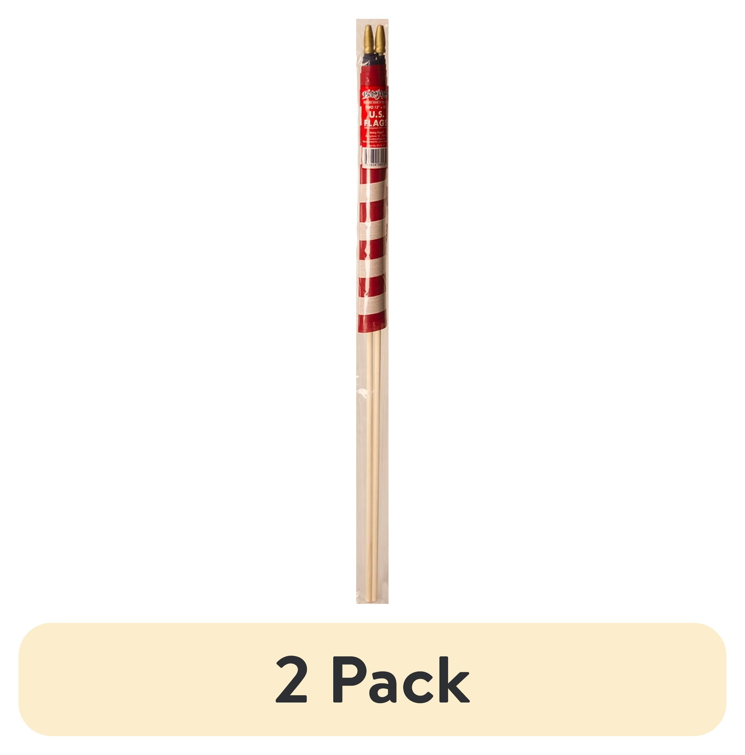 Patriotic Red and White Polycotton Stick Flags, 12" x 18", 2-Pack