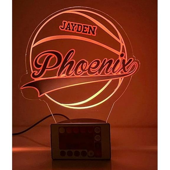American Pro Basketball Sports Fan Team Sports Themed Ball Lamp Night Light LED Personalized Free Name Room Man Cave Decor 16 Colors & Remote, Made in America! (Phoenix)