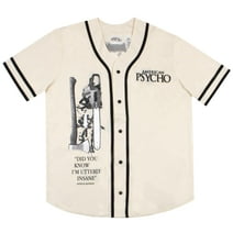 American Psycho Mens Baseball Jersey, Patrick Bateman Athletic Casual Button Down Short Sleeve Shirt for Men (Size S-XL)