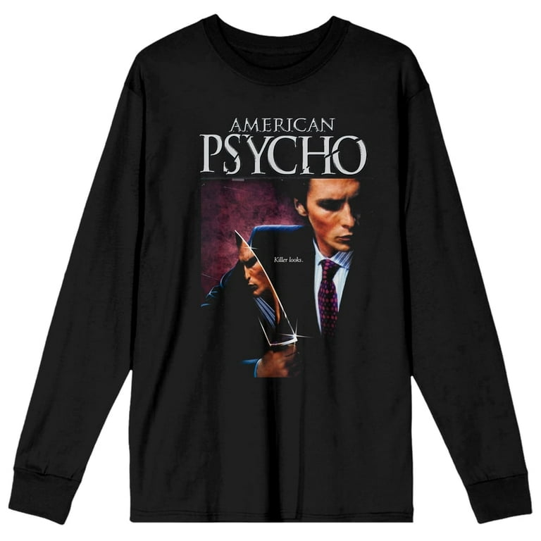 American Psycho Patrick Bateman Poster Women's Black Long Sleeve Shirt-Large