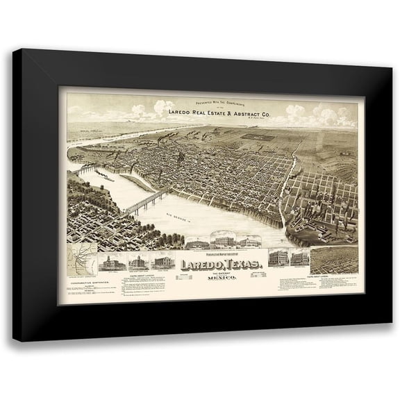 American Pub Co 14x11 Black Modern Framed Museum Art Print Titled - Laredo Texas - American Pub Co 1892