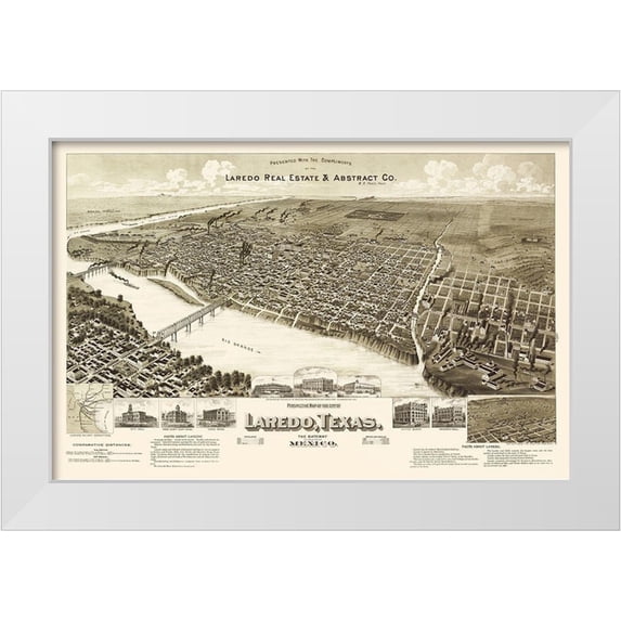 American Pub Co 14x11 White Modern Wood Framed Museum Art Print Titled - Laredo Texas - American Pub Co 1892