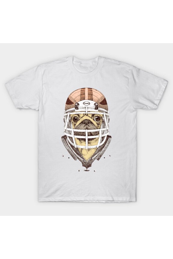 American Pug Football Funny Retro Sports Fan Pet Lover Team Player Graphic H066 Unisex T-Shirt, Up to 5XL