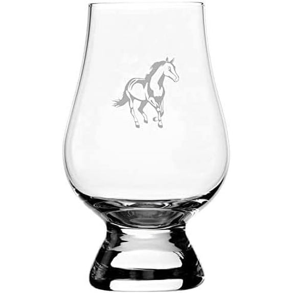 American Quarter Body Horse Themed Etched 6.5oz Glencairn Whisky Glass