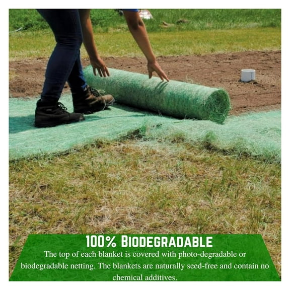 - American QuickGrass Pro - Green Erosion Control Blanket Landscape Roll, Erosion Control Blanket (4' x 112.5')