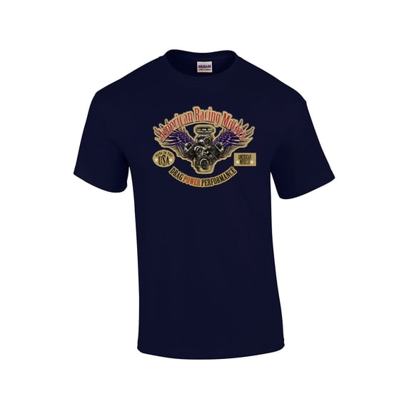 American Racing Motors Engine Block Short Sleeve T-shirt-Navy-6Xl