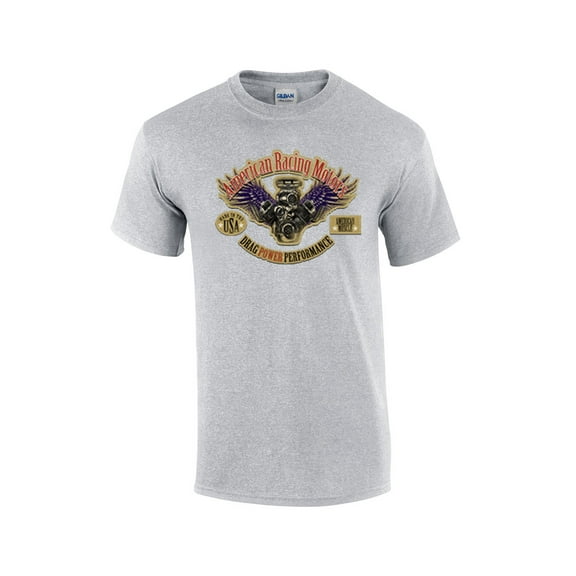 American Racing Motors Engine Block Short Sleeve T-shirt-Sportsgray-Large