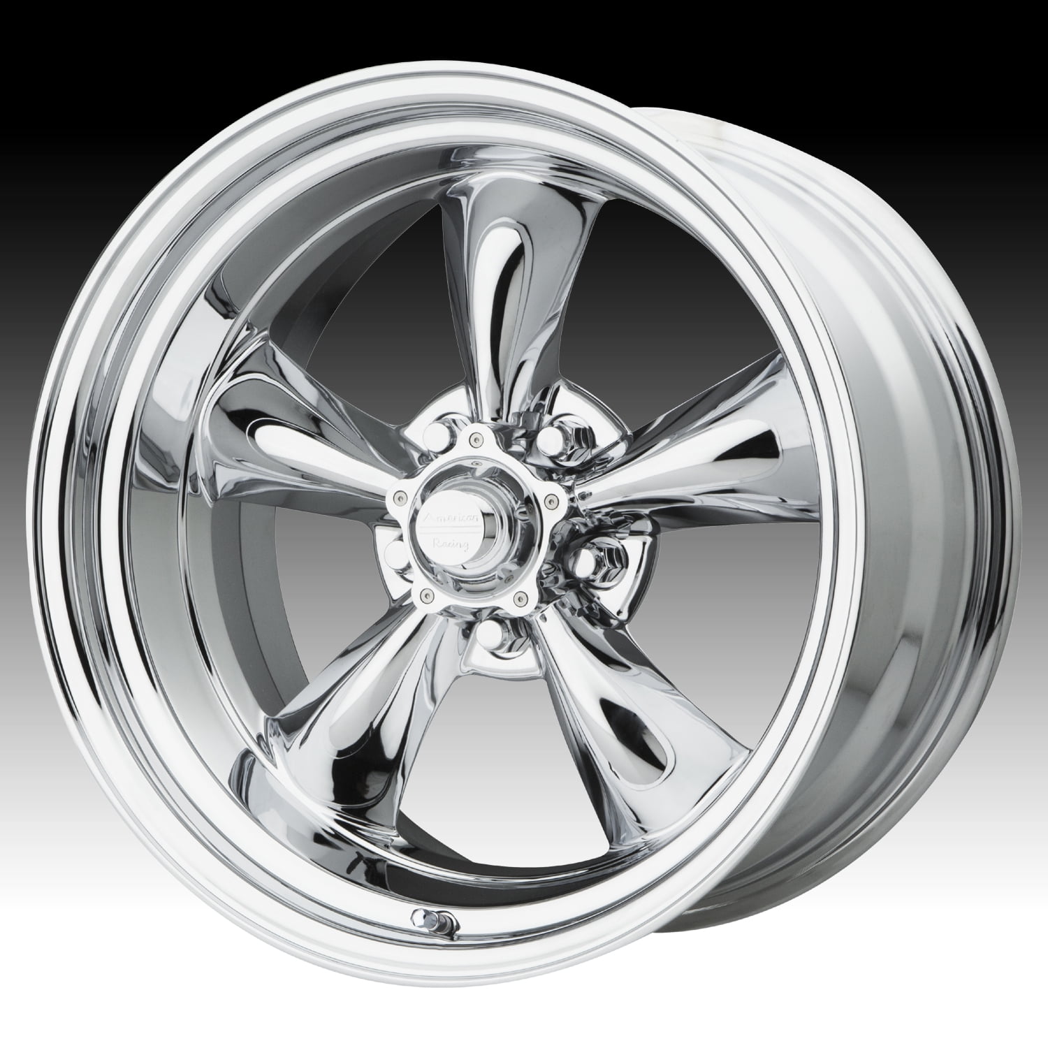 American Racing 4.5" Chrome Torq Thrust ST Wheel Center Caps - 6 Lug, Snap In, Black Emblem (Set Of 4)