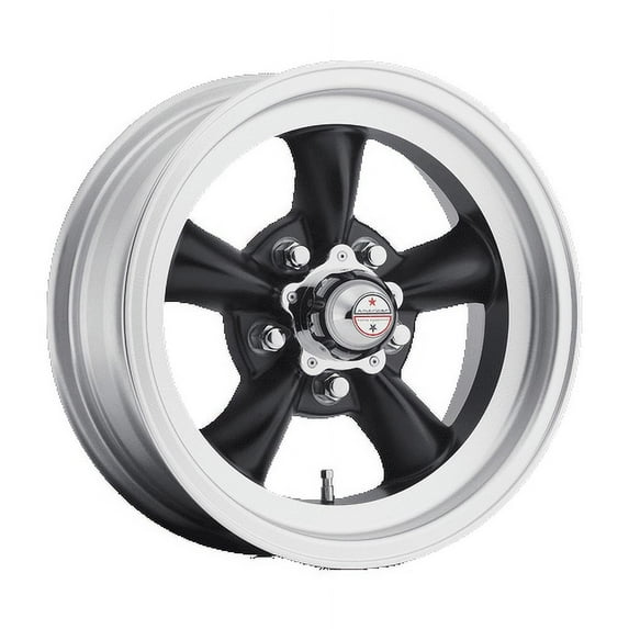 American Racing Vintage Aluminum Rim VN105 TORQ THRUST D 15X8in Satin Black Machined Lip Finish, VN10558065B