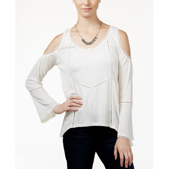 American Rag Cold-Shoulder Peasant Top (Off White, S)