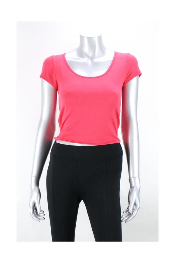 Coral Short-Sleeve Boat-Neck Cropped Tee M