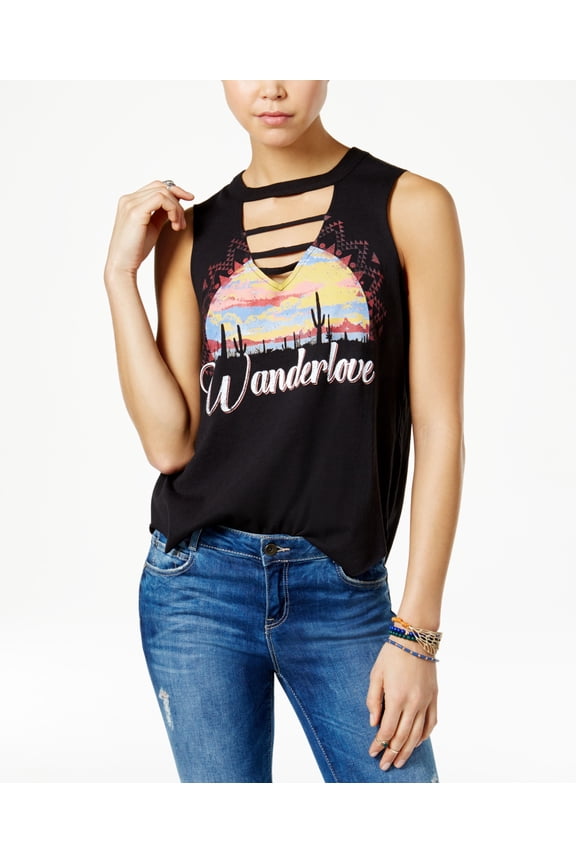 Graphic Cutout Top  Classic Black S