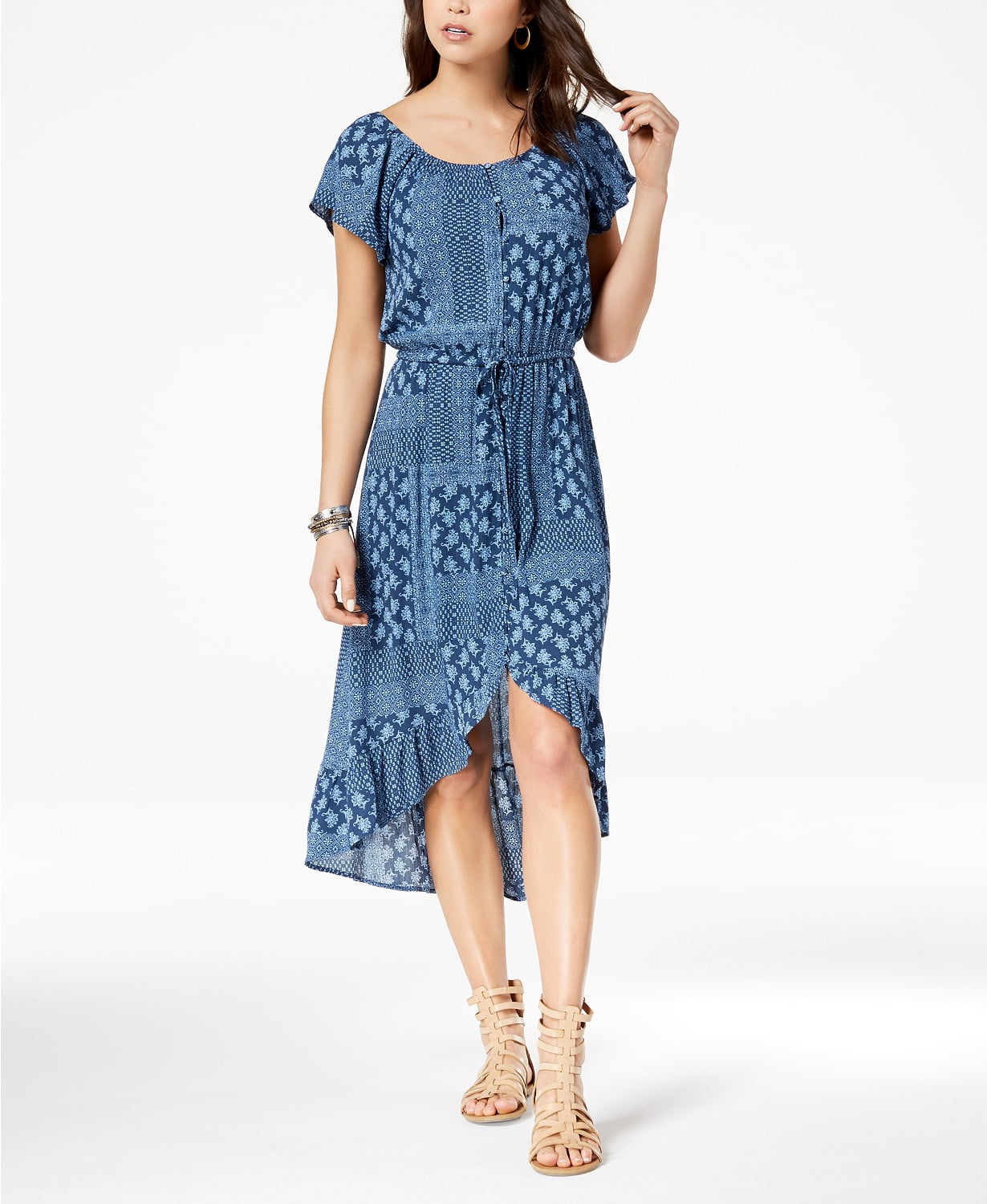 American Rag Juniors High Low Maxi Dress Indigo Dye Combo XS - Walmart.com
