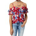 thumbnail image 1 of American Rag Junior Girls Printed Ruffled Off The Shoulder Top;Large, 1 of 1