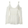 thumbnail image 1 of American Rag Juniors Cold Shoulder Bell Sleeve Top Cream M, 1 of 3