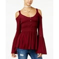 thumbnail image 1 of American Rag Juniors Cold Shoulder Bell Sleeve Top Tile Red M, 1 of 1