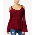 thumbnail image 1 of American Rag Juniors' Cold-Shoulder Bell-Sleeve Top (Tile Red, XXL), 1 of 8