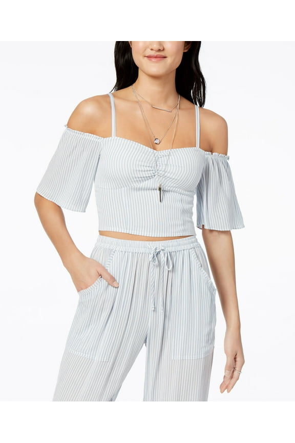 Juniors Cold Shoulder Crop Top Cream Combo 2XL