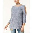 thumbnail image 1 of American Rag Juniors Cold Shoulder Open Back Sweater Denim Combo XL, 1 of 1